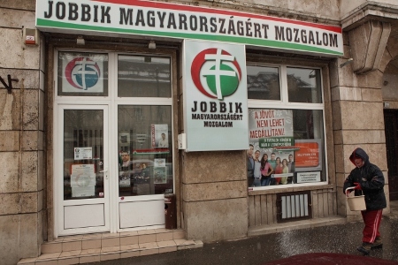 Högkvarteret i Budapest för Jobbik, ett fascistiskt parti som bygger mycket av sin verksamhet på antiziganistisk retorik och aktioner.