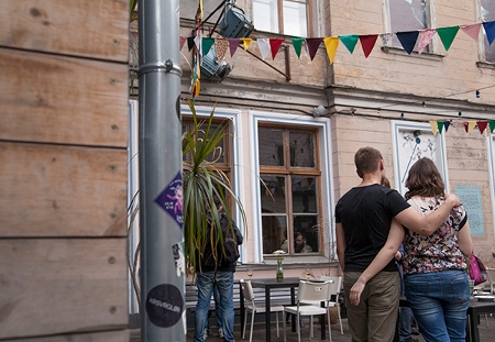 Pridehouse i Riga ligger i ett kulturcentrum.