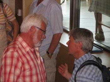 Anders Svärd C) och Lars Ohly (V) i ett möte i Almedalen år 2006.