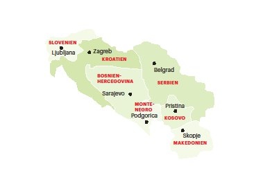 Jugoslavien har delats i sju stater.