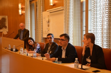 Riksdagsseminariet om Azerbajdzjan och Europarådet arrangerades av Civil Rights Defenders. Från vänster: Stig Fredriksson (moderator), Azadeh Rojhan Gustafsson (S), Necmin Kamilsoy, Anar Mammadli och Joanna Kurosz.