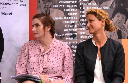 Birgitta Ohlsson, utrikestalesperson Liberalerna, och Kathleen McCaughey, sakkunnig inom området ekonomiska aktörer och mänskliga rättigheter på Amnesty.