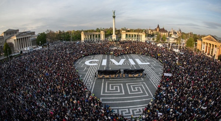 Manifestation i Budapest i april 2017.