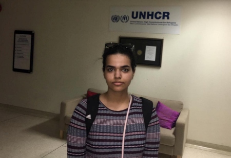  Rahaf al-Qunun fick skydd av UNHCR i Bangkok.