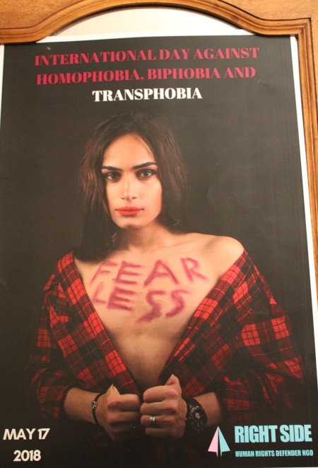 Transgenderorganisationen Right Sides poster från IDAHOTB 2018. I år har den armeniska hbtq-rörelsen ställt in alla manifestationer under IDAHOT den 17 maj av säkerhetsskäl.
