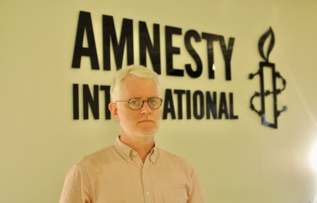 Joshua Rosenzweig är chef för Amnestys Östasienkontor i Hongkong. Här på besök på svenska Amnesty den 8 november.