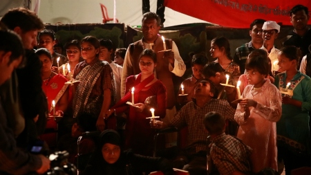 Ljusvaka i Bhopal den 30 november 2014 i samband med 30-årsdagen av olyckan.