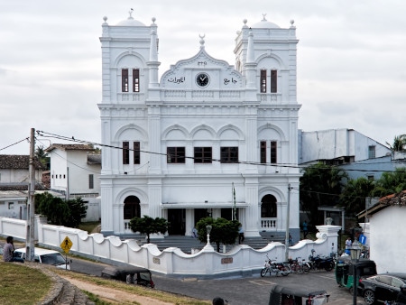 Meeran-moskén i Galle på sydkusten. Nästan tio procent av Sri Lankas invånare är muslimer.