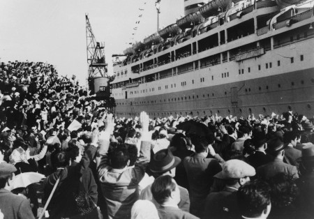 Fartyget Santa Maria återvänder efter kapningen till Lissabon 17 februari 1961.