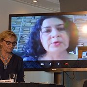 Marianne Kihlberg från Folke Bernadotteakademin var moderator, Maria Malmström deltog via skype och Fredrik Uggla deltog i panelen. 