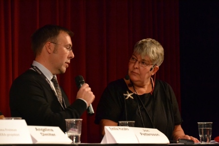 Jon Pettersson och seminariets moderator Eva Nikell.