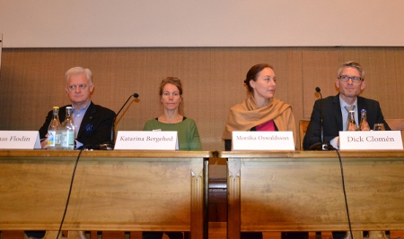Thomas Flodin, Katarina Bergehed, Monika Oswaldsson och Dick Clomén vid seminariet den 4 december.
