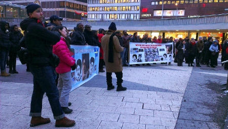 Samling på Sergels torg den 18 januari.