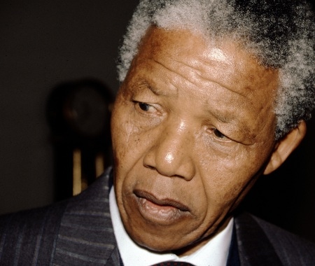 Nelson Mandela på Haga Slott i Sverige, 3 mars 1990.
