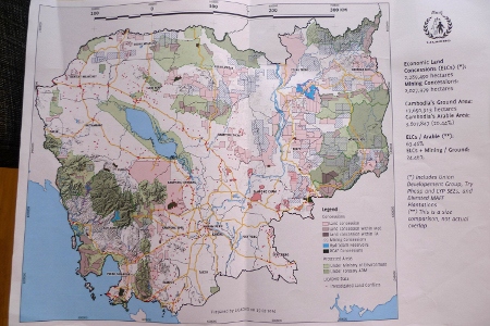 Karta över landskonfiskeringarna i Kambodja