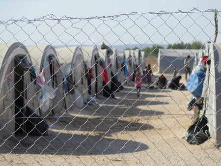 Flyktingläger i Suruc i Turkiet. Under fyra dagar i september 2014 flydde över 100 000 människor över gränsen från området runt Kobane i norra Syrien. 