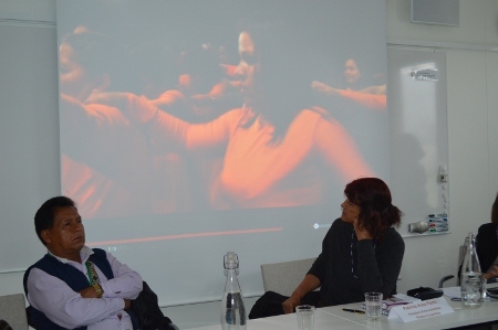  Emigdio Velasco Calambas och Patricia Ariza Flores på seminarium i Stockholm.