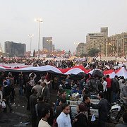 Under tiden efter Mubaraks avgång fanns en livlig politisk debatt i Egypten. Här en protest på Tahrir-torget i Kairo i november 2012 där deltagarna protesterar mot president Muhammad Mursi och Muslimska brödraskapets regering.  