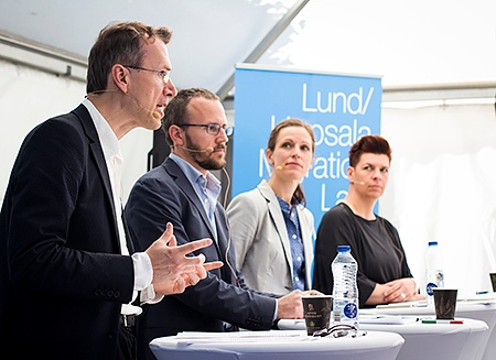 Gregor Noll, professor Lunds Universitet, Matthew Scott, doktorand Lund Universitet, Rebecca Thorburn Stern, lektor Uppsala Universitet, Hanna Wikström, lektor Uppsala Universitet.