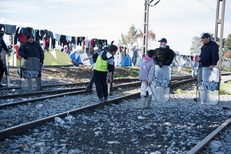 Idomeni i norra Grekland på gränsen mot Makedonien.