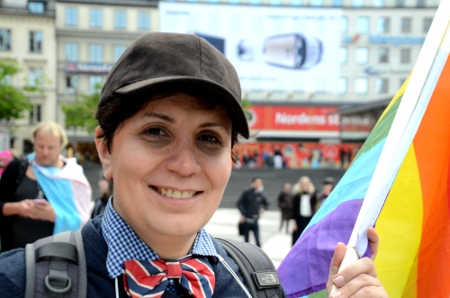  Nadia Zabehi deltog under manifestationen på Sergels torg.