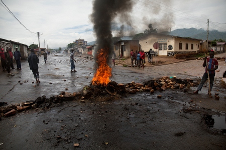 Demonstrationer i oppositionskvarteret Musaga i Burundis huvudstad Bujumbura.