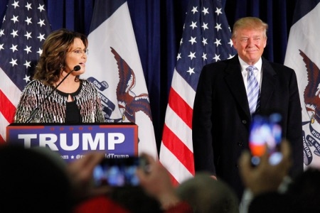 Alaskas tidigare guvernör Sarah Palin med Donald Trump