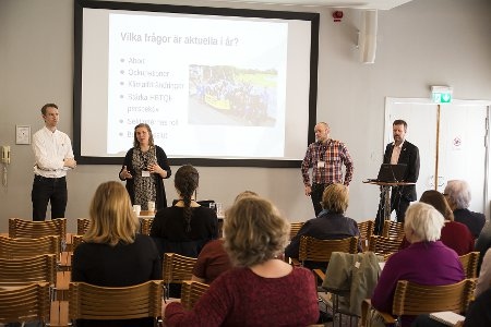 Lars Gäfvert, Tora Törnquist, Anders Hällbom och Mårten Rosander presenterar innehållet på årets ICM.