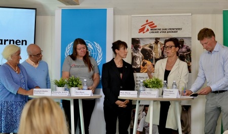 Elisabeth Dahlin, Rädda Barnen, Aleksander Gabelic, FN-förbundet, Mari Mörth, Läkare utan gränser, Maja Åberg, Amnesty, Annika Söder, UD och Robert Egnell, moderator.