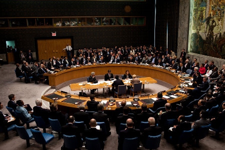 FN:s säkerhetsråd i möte. 