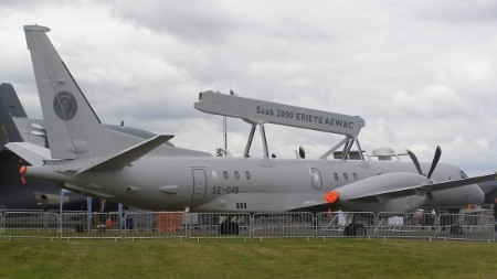 Saabs radar- och övervakningssystem Eriye, här i en version utvecklad för Pakistans flygvapen, visas upp på Farnborough Airshow år 2008.