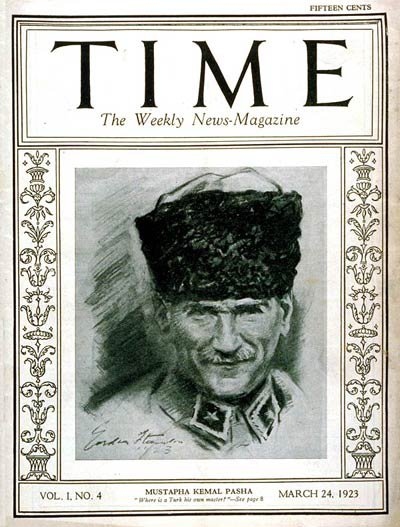 Kemal Atatürk, som grundande den turkiska republiken 1923, på omslaget till Time 24 mars 1923.