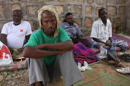 Somalier i Etiopien som tvingats på flykt befinner sig i ett läger i utkanten av staden Dire Dawa i östra delen av landet.