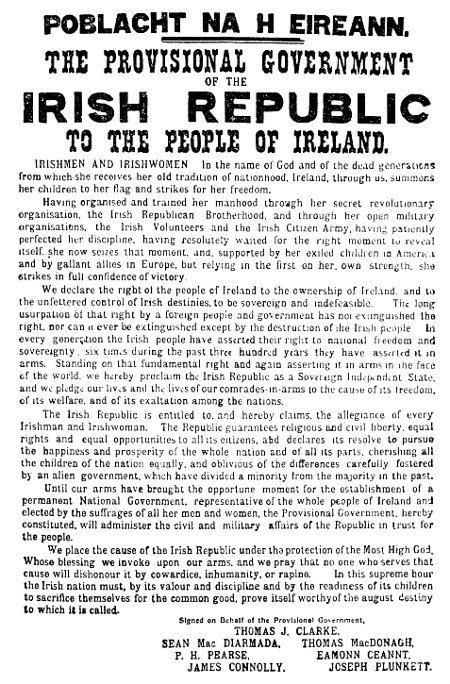 Påskupproret 1916: Proklamationen av den irländska republiken.