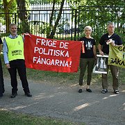 Manifestationen utanför Ryska ambassaden i Stockholm var ett samarrangemang mellan Östgruppen och Amnesty.