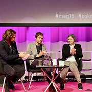 Hynek Pallas, författare och filmkritiker, Daan Heerma van Voss, författare, Jana Juráňová, författare, och Svante Weyler, moderator på seminariet om #Writerstoo som arrangerades på Bokmässan av European Union National Institutes for Culture.