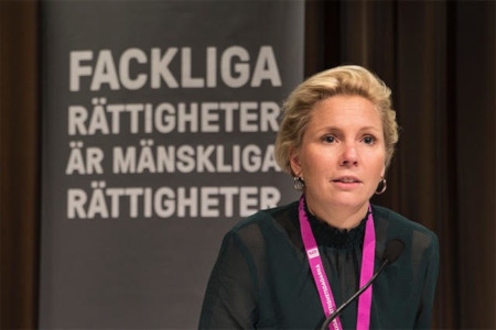 Sofia Östmark, kanslichef på Union to Union, vid seminariet ”Trakasserad, fängslad, eller mördad för jobbets skull”.