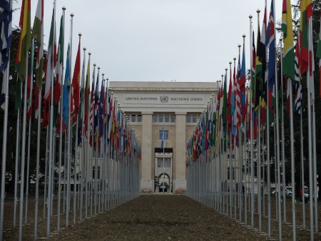 FN-högkvarteret i Genéve. Här finns FN:s råd för mänskliga rättigheter.