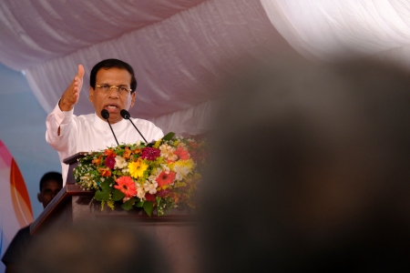 Maithripala Sirisena vann presidentvalet 2015.