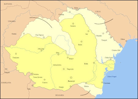 Rumänien krympte sommaren 1940 när landet fick avträda områden till Sovjetunionen, Ungern och Bulgarien.