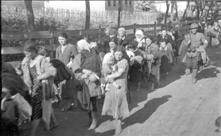   Rumänska soldater deltar i deportationen av judiska familjer i Ryssland den 17 juli 1941. 