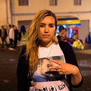 Nawal Benaissa den 31 maj 2017 vid en av Hirak-rörelsens demonstrationer i Al Hoceima. Tusentals personer krävde att rörelsens ledare Nasser Zefzafi skulle friges.
