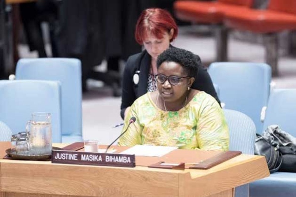 Justine Masika Bihamba i FN år 2018.