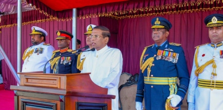 President Maithripala Sirisena vid firandet av självständighetsdagen 4 februari i år.