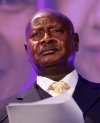 President Yoweri Museveni talar i London 11 juli 2012 på ett internationellt toppmöte om familjeplanering.
