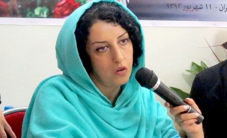 Narges Mohammadi, vice ordförande för Irans center för människorättsförsvarare. Hon dömdes i maj 2016 till 16 års fängelse. År 2011 fick det svenska Per Anger-priset. 