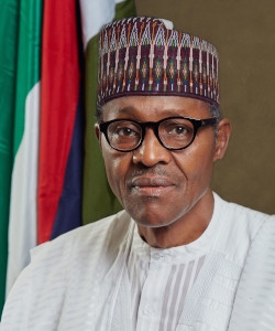  President Muhammadu Buhari omvaldes i februari.