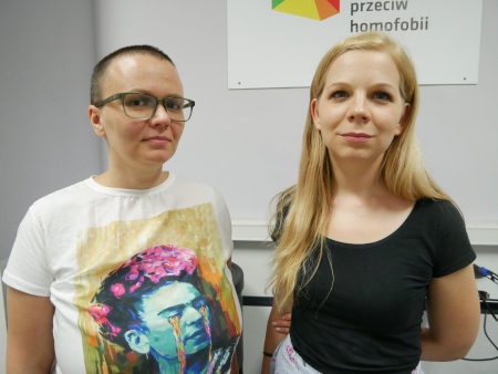Mirosława Makuchowska och Karolina Gierdal, KPH, kampanj mot homofobi.
