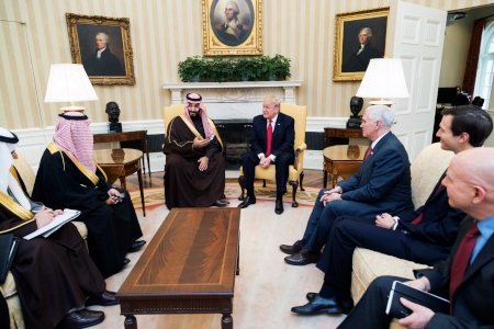 Kronprins Mohammed bin Salman och USA:s president Donald Trump i Vita huset.