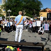 Demonstration på Medborgarplatsen för en ny könstillhörighetslag. Demonstration på Medborgarplatsen för en ny könstillhörighetslag.